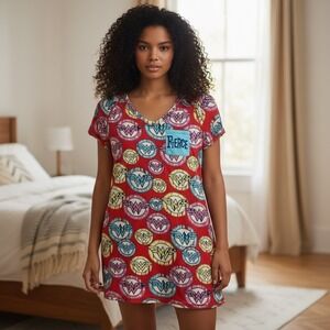 Briefly Stated Wonder Woman Fierce Pajama Sleep Shirt Red Small Medium DC Comics
